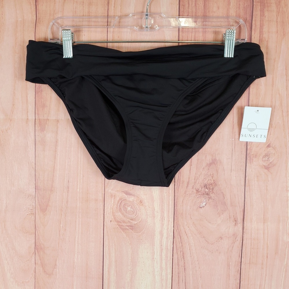 Sunsets Unforgettable Bikini Bottomsz 14 Swim Bottom Black NEW NWT